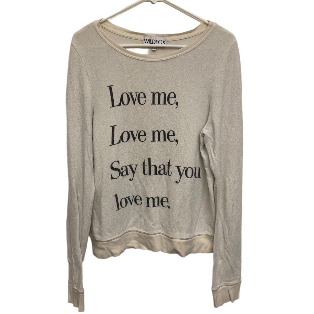 Wildfox Lovefool “Love Me Love Me” Graphic Pullover Sweatshirt Small - Picture 2 of 8